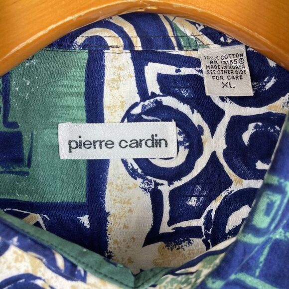Vintage 90s Pierre Cardin Men’s Geometric Psychedelic Retro Long Sleeve Shirt XL - Picture 2 of 8